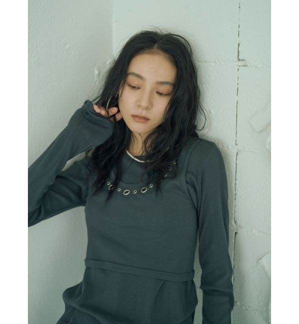 Ungrid「ハトメデザインレイヤードロングスリーブTee」|Tシャツ・カットソー|