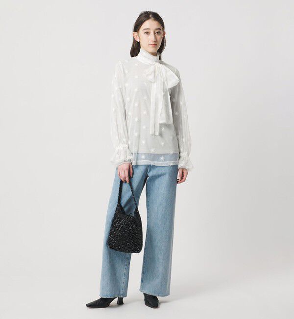 UNITED ARROWS「チュールフラワー ボウタイブラウス ‐ウォッシャブル‐」|シャツ・ブラウス|