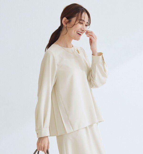 UNITED ARROWS green label relaxing「［size SHORTあり］パウドレ プリーツ ブラウス ウォッシャブル ストレッチ」|シャツ・ブラウス|