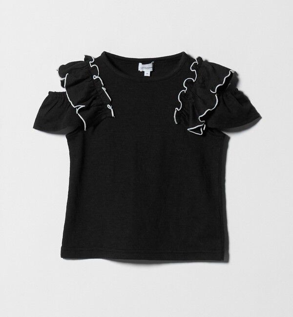 UNITED ARROWS green label relaxing「ショルダースリット フリルTシャツ / キッズ  100cm-130cm」|Tシャツ・カットソー|BLACK