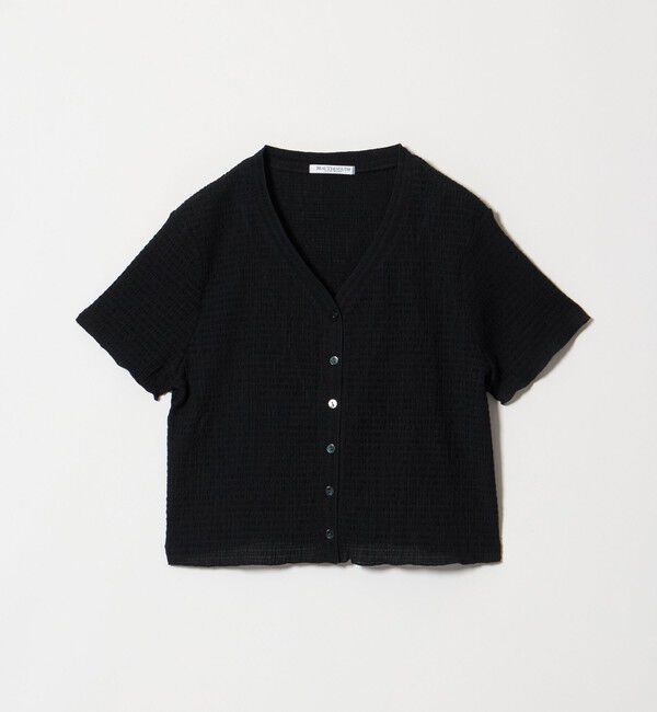 BEAUTY&YOUTH UNITED ARROWS「ソリッド＆チェック Vネック ショートスリーブ カーディガン」|カーディガン|BLACK