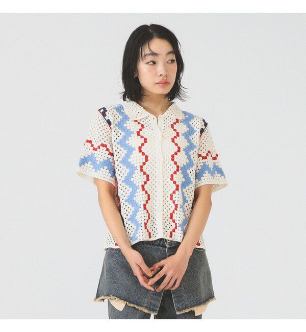 Ray BEAMS 「ウェーブ ストライプ ニット シャツ」|ニット・セーター|