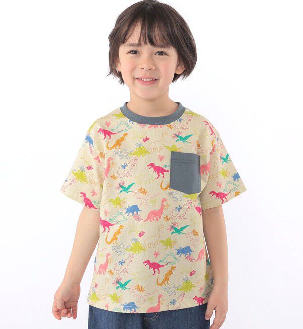 SHIPS KIDS「SHIPS KIDS:120～130cm /ダイナソー Tシャツ」|Tシャツ・カットソー|ベージュ