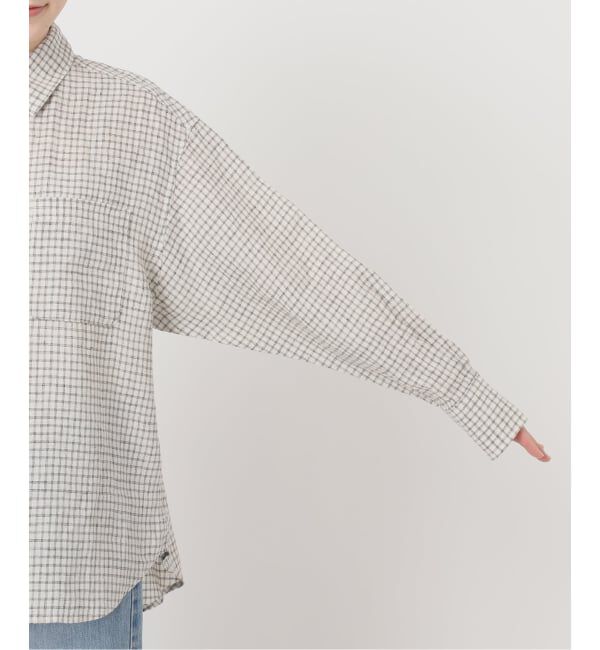 IENA「《セットアップ対応》フレンチリネンチェックレギュラーカラーシャツ」|シャツ・ブラウス|
