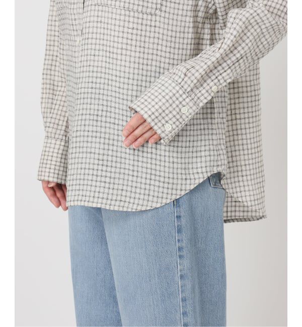 IENA「《セットアップ対応》フレンチリネンチェックレギュラーカラーシャツ」|シャツ・ブラウス|