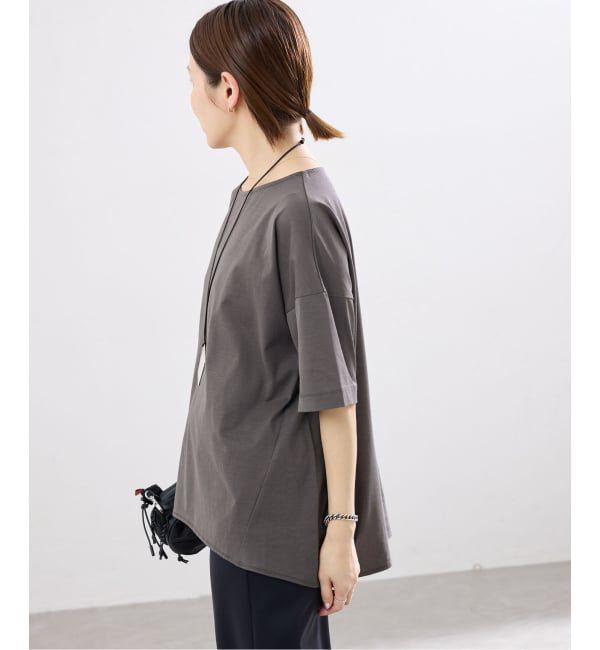 IENA「《接触冷感》ボートネック オーバーサイズフォルムTシャツ」|Tシャツ・カットソー|