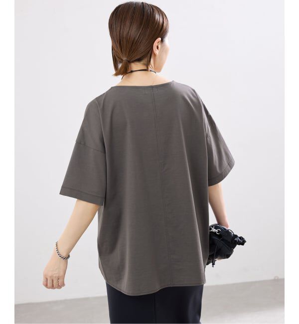 IENA「《接触冷感》ボートネック オーバーサイズフォルムTシャツ」|Tシャツ・カットソー|