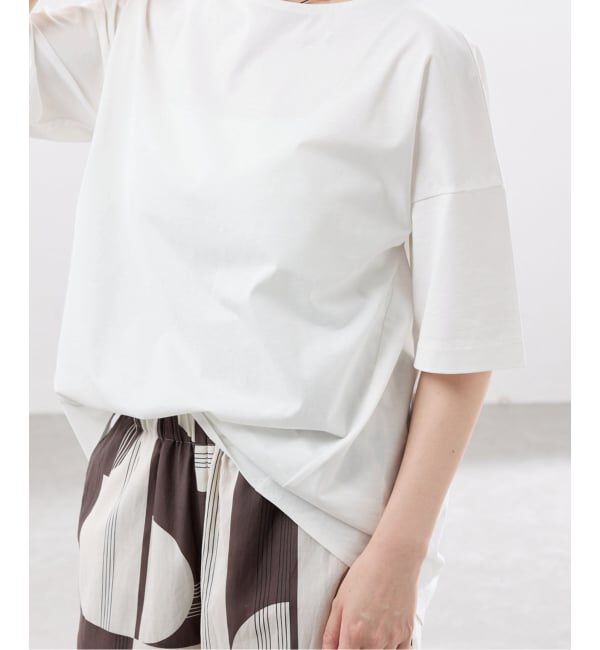 IENA「《接触冷感》ボートネック オーバーサイズフォルムTシャツ」|Tシャツ・カットソー|