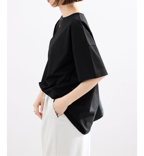 IENA「《接触冷感》ボートネック オーバーサイズフォルムTシャツ」|Tシャツ・カットソー|