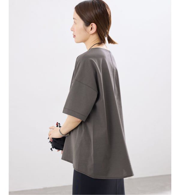 IENA「《接触冷感》ボートネック オーバーサイズフォルムTシャツ」|Tシャツ・カットソー|グレー