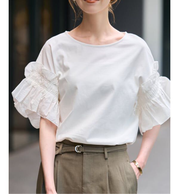 SLOBE IENA「《汗染み防止》フリルスリーブプルオーバー」|Tシャツ・カットソー|