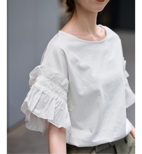 SLOBE IENA「《汗染み防止》フリルスリーブプルオーバー」|Tシャツ・カットソー|