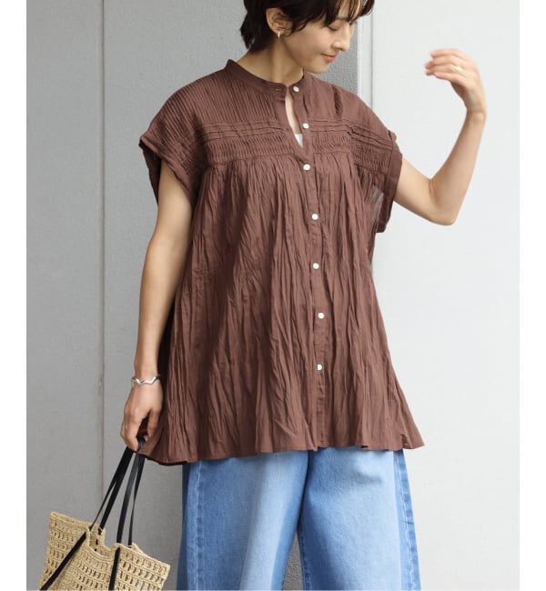 JOURNAL STANDARD relume「コットンボイルクリンクルピンタックフレンチ」|シャツ・ブラウス|ブラウン