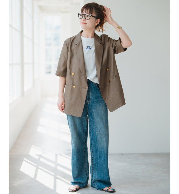Spick and Span「《追加》ライトドライクロスハーフスリーブジャケット」|テーラードジャケット|