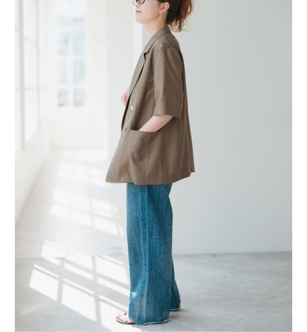 Spick and Span「《追加》ライトドライクロスハーフスリーブジャケット」|テーラードジャケット|