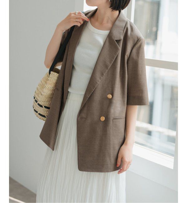 Spick and Span「《追加》ライトドライクロスハーフスリーブジャケット」|テーラードジャケット|