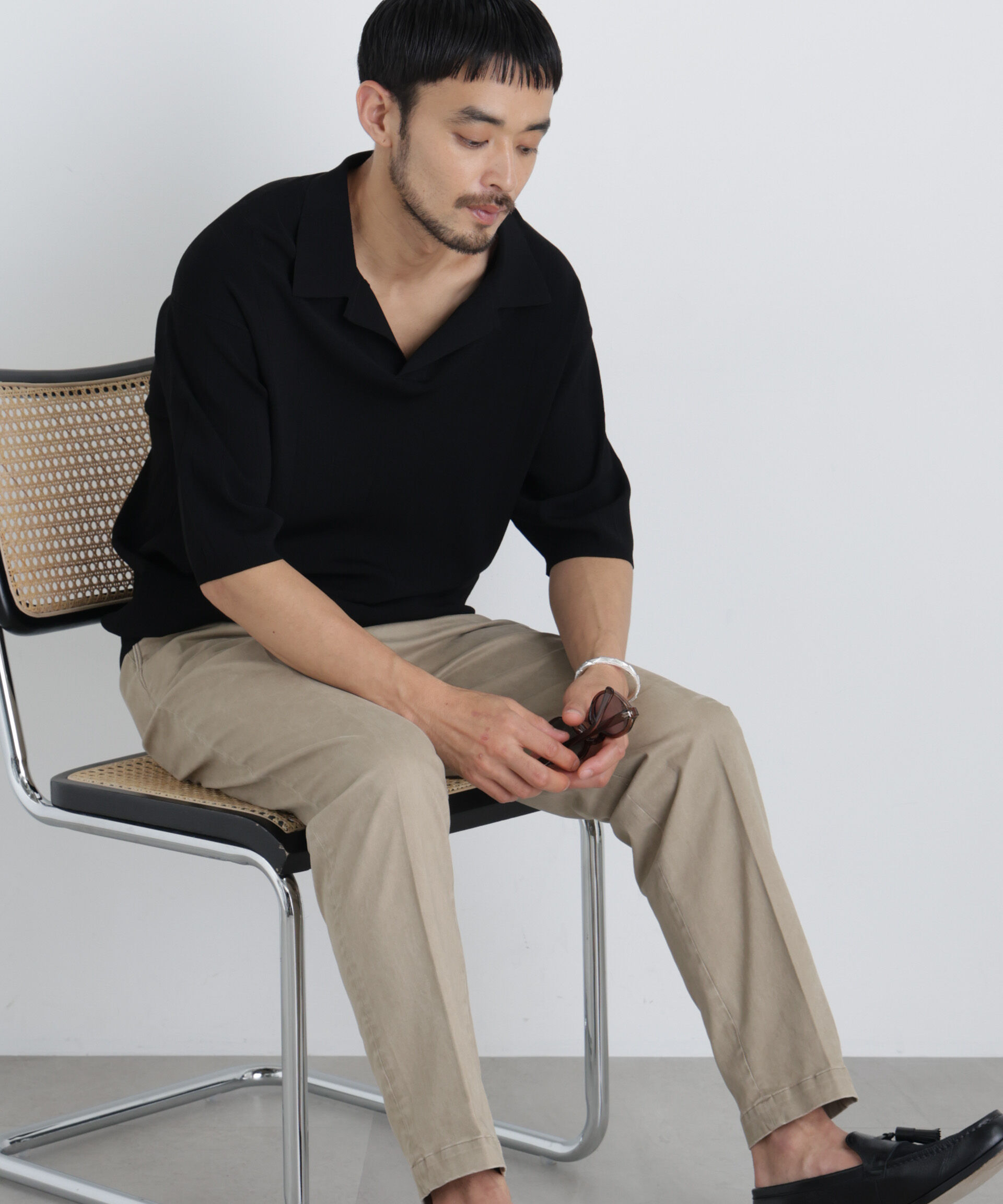 nano･universe「NewOnTrousers フェードサテンSlim テーパー」|チノ|