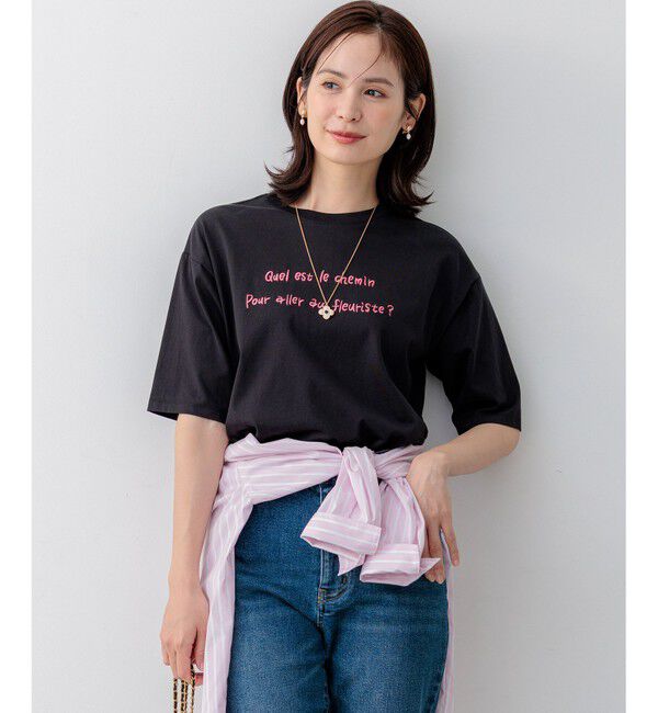 組曲「【Flower Collection】プリントTシャツ」|Tシャツ・カットソー|ブラック系