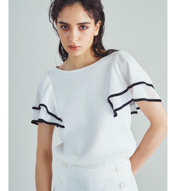  「シフォンスリーブニットトップ」|Tシャツ・カットソー|
