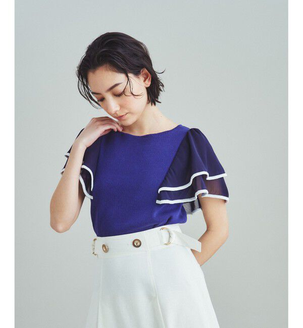  「シフォンスリーブニットトップ」|Tシャツ・カットソー|