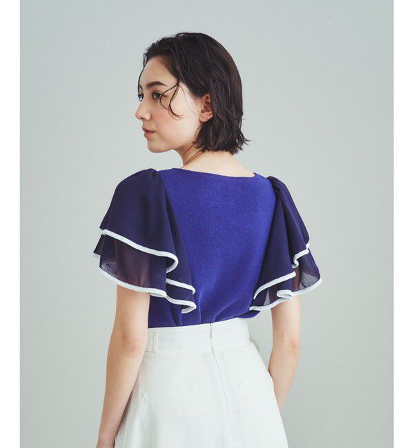  「シフォンスリーブニットトップ」|Tシャツ・カットソー|