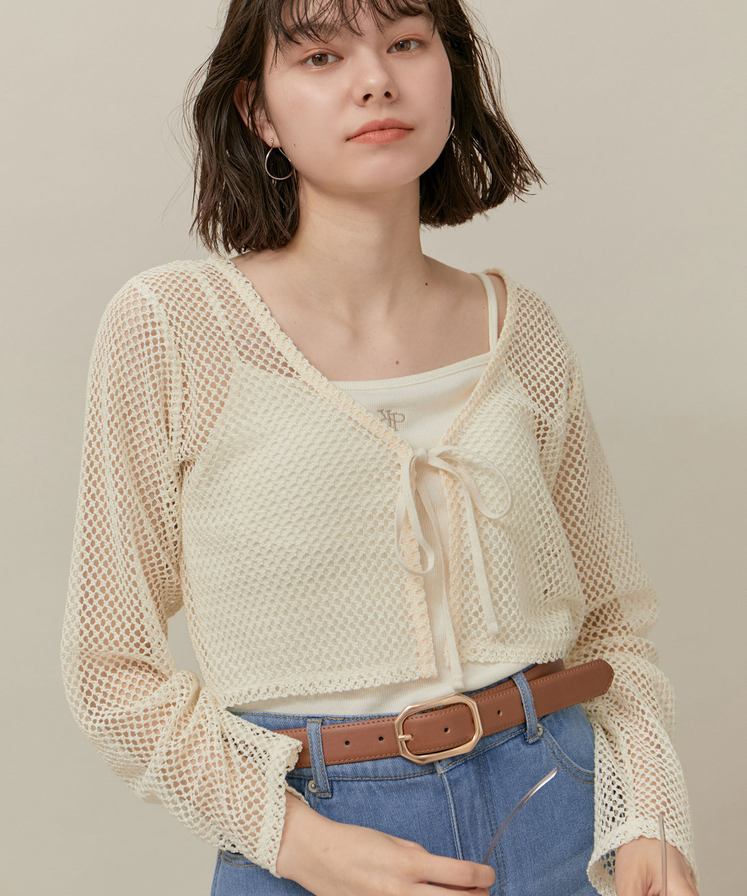 ROPE' PICNIC R「クロップドメッシュカットカーディガン」|カーディガン|