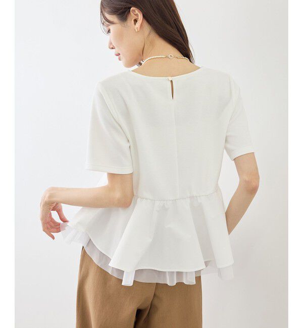 Rope&rsquo;Picnic「裾フリル異素材ドッキングカットトップス」|Tシャツ・カットソー|