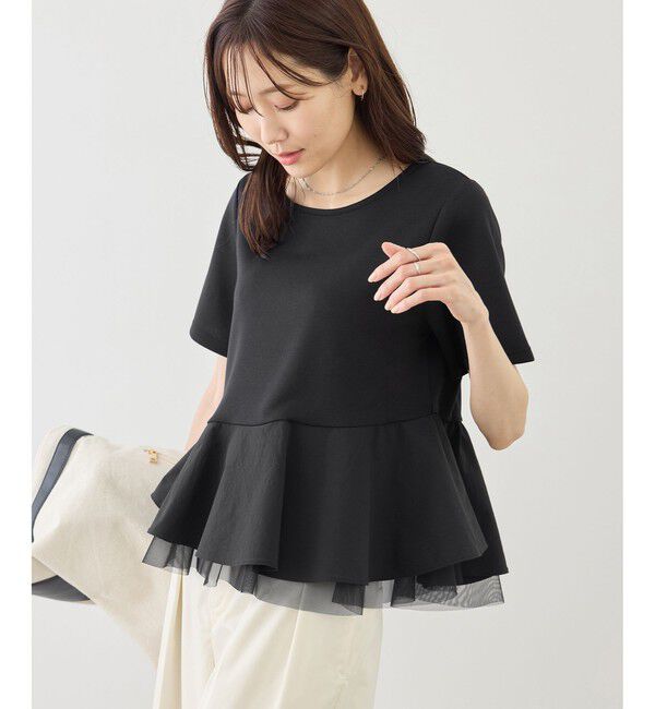 Rope&rsquo;Picnic「裾フリル異素材ドッキングカットトップス」|Tシャツ・カットソー|