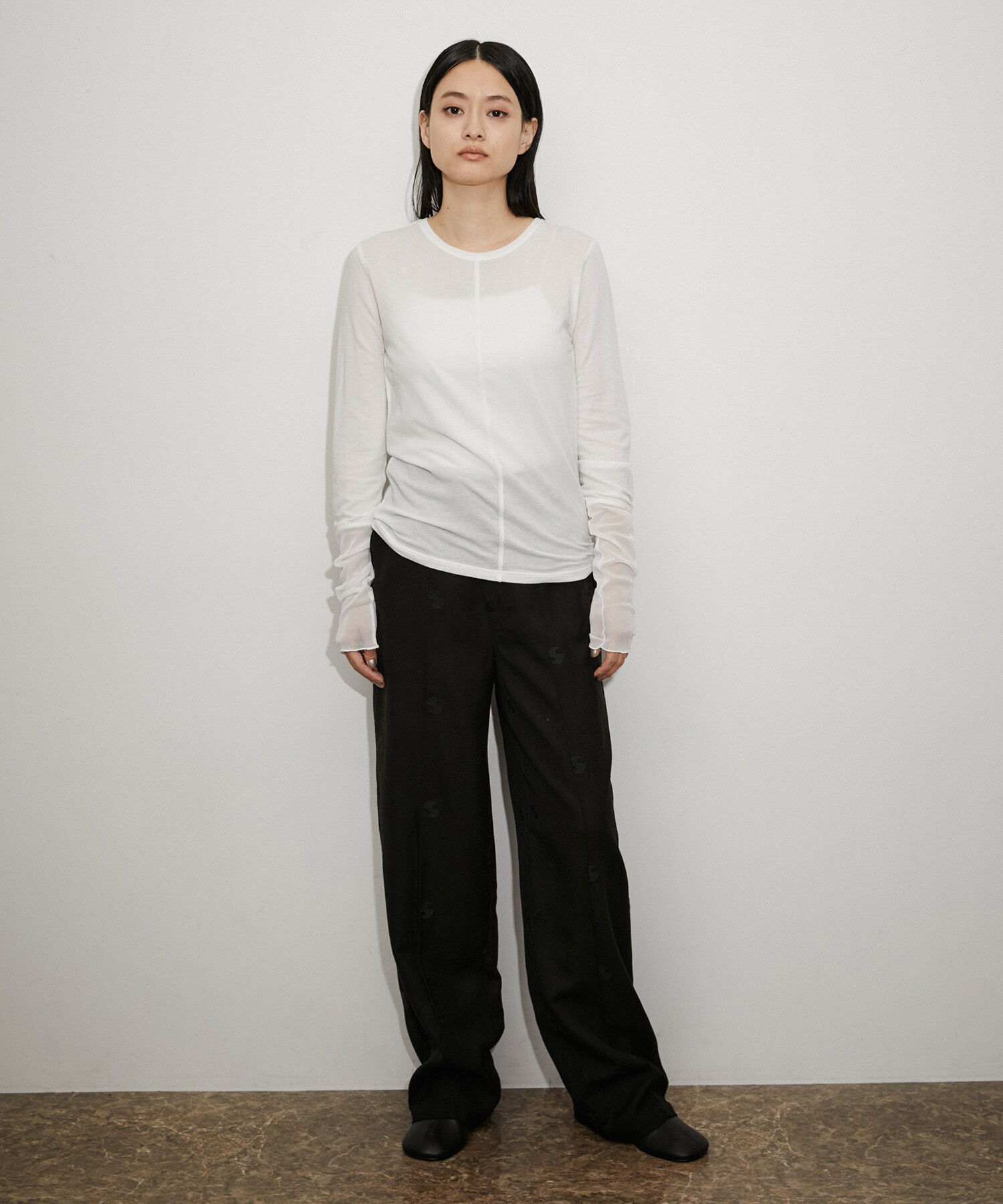 ADAM ET ROPE'「【サステナブル】エアリーシアーカフスカットソー」|Tシャツ・カットソー|