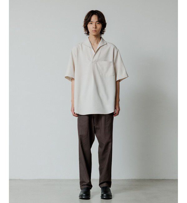 ADAM ET ROPE'「【WEB限定】リネンライク フロントタック スキッパーシャツ / 防シワ / ユニセックス」|シャツ・ブラウス|