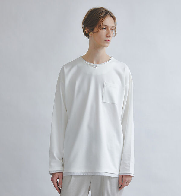 ABAHOUSE「【レイヤード】キーネック ロングスリーブ Tシャツ」|Tシャツ・カットソー|ホワイト