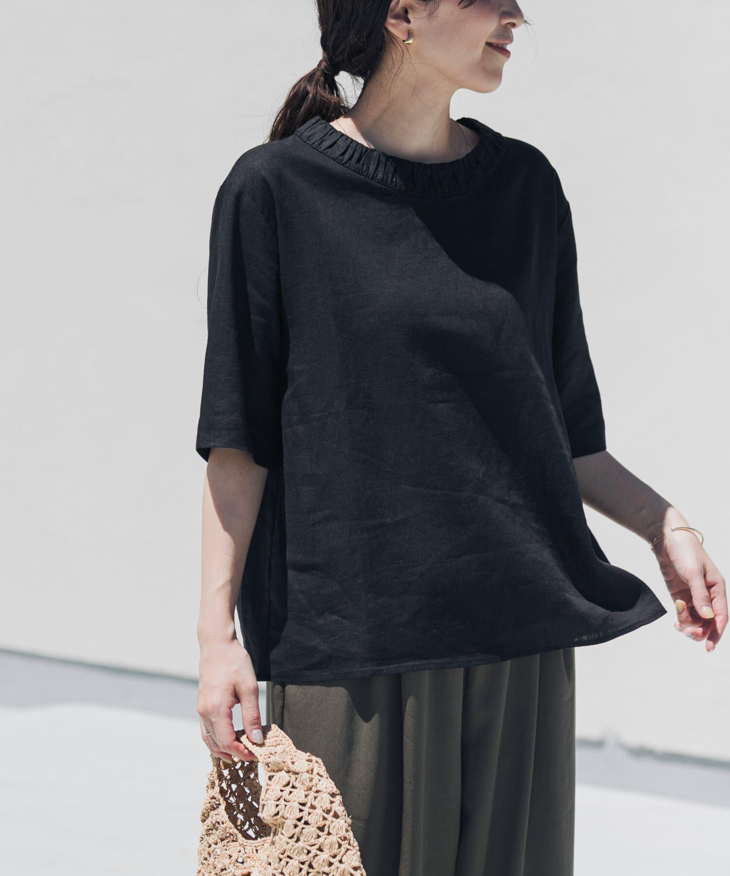 URBAN RESEARCH DOORS「リネンレーヨンバックリボンブラウス」|シャツ・ブラウス|