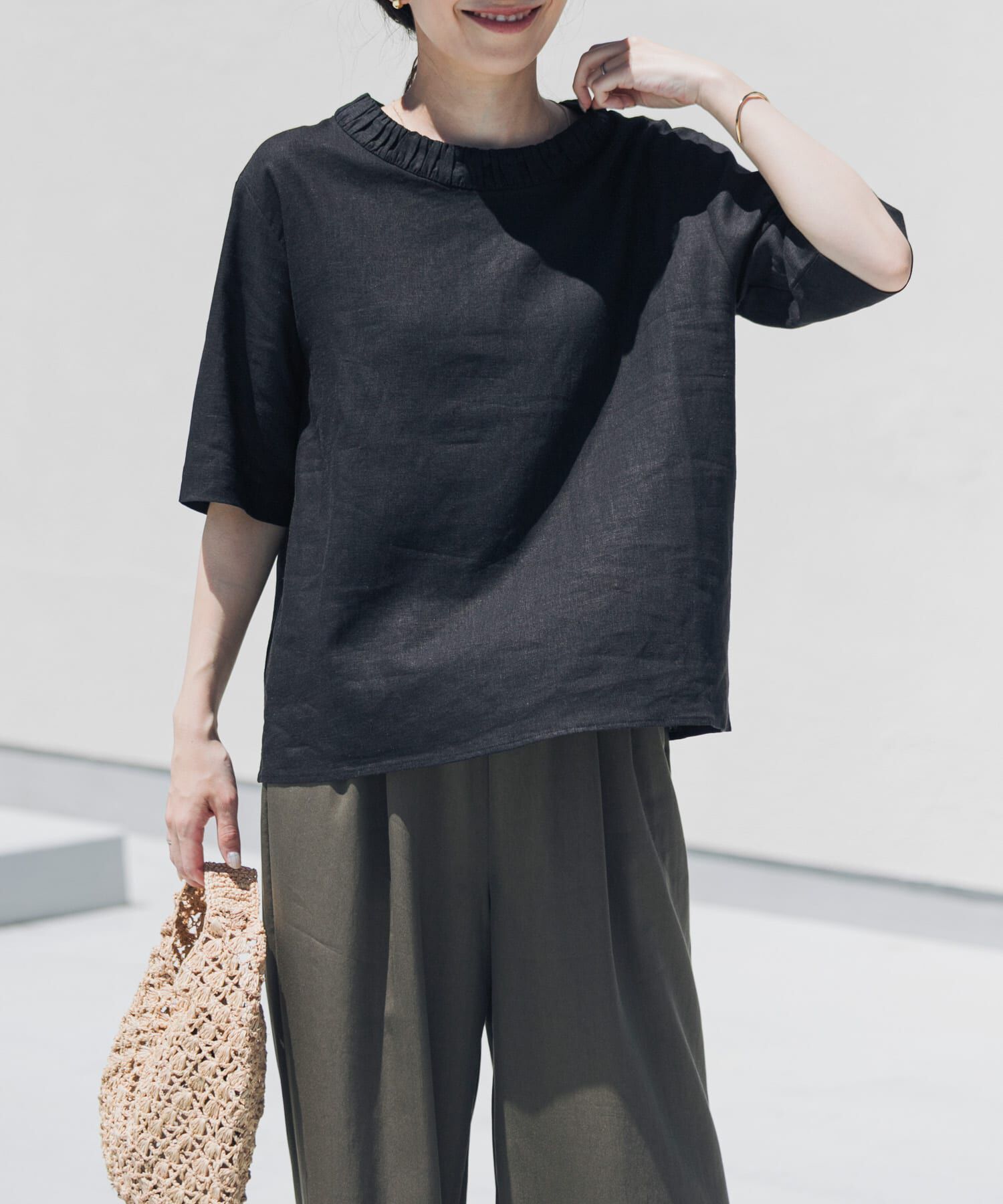 URBAN RESEARCH DOORS「リネンレーヨンバックリボンブラウス」|シャツ・ブラウス|