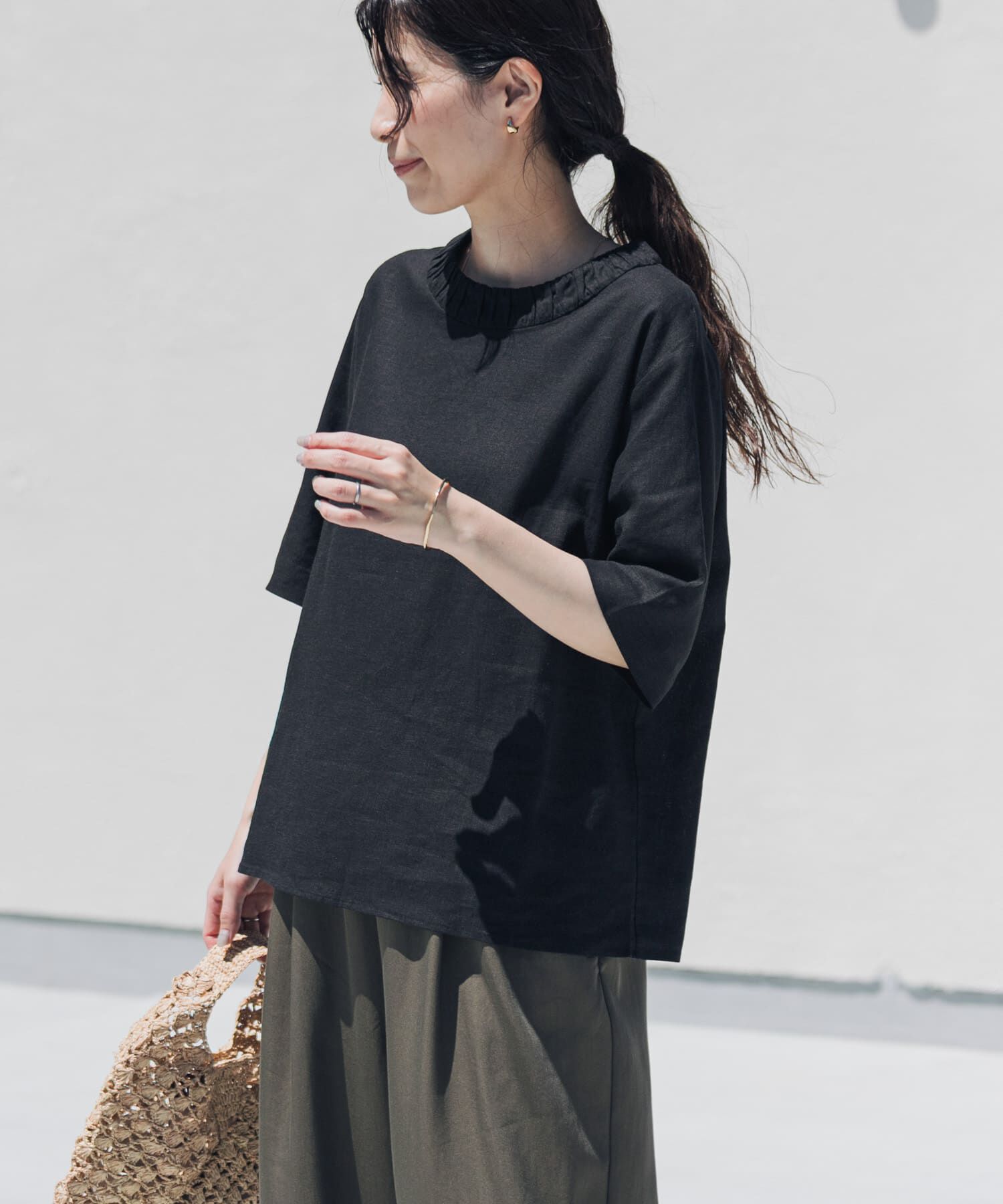 URBAN RESEARCH DOORS「リネンレーヨンバックリボンブラウス」|シャツ・ブラウス|
