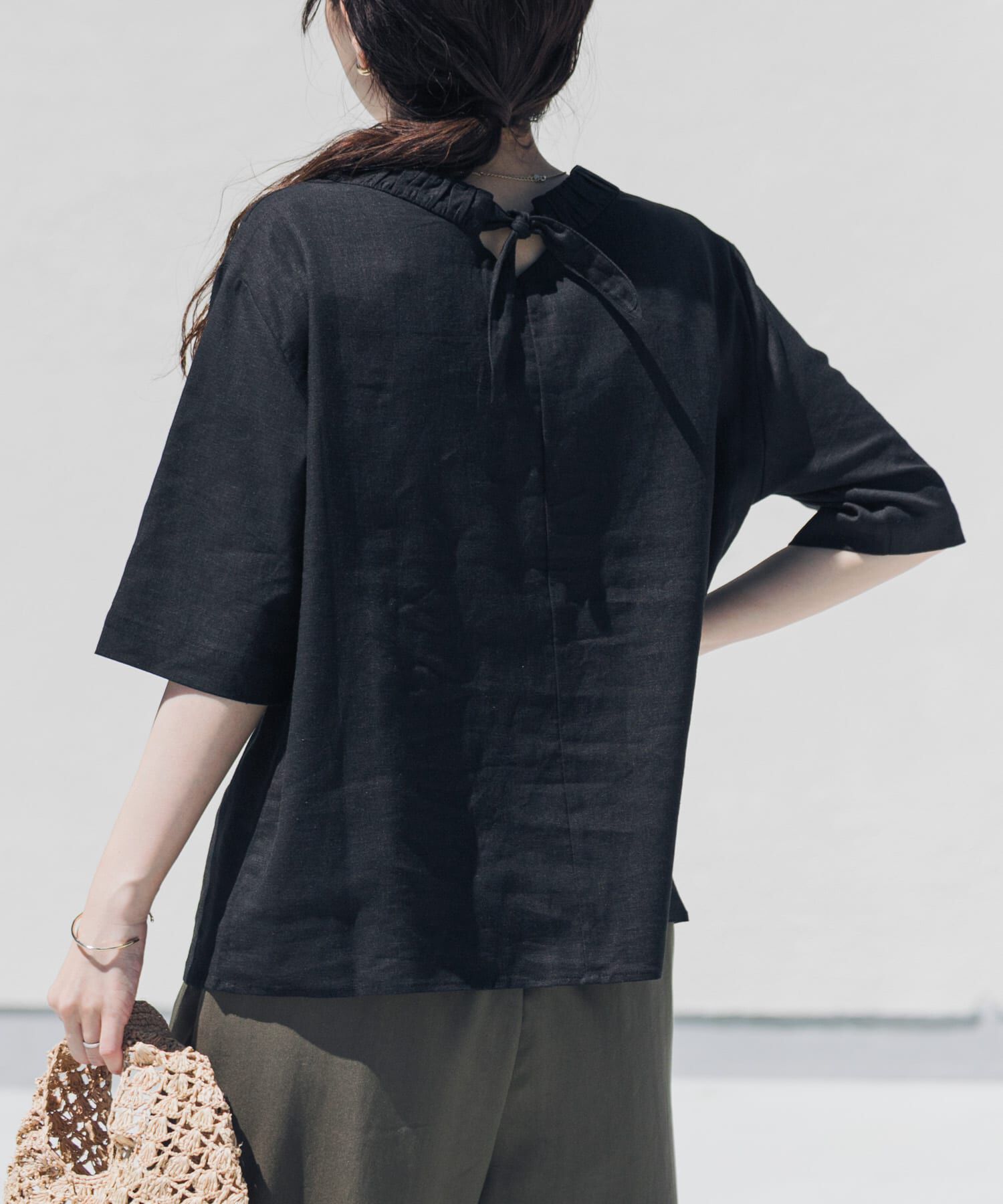 URBAN RESEARCH DOORS「リネンレーヨンバックリボンブラウス」|シャツ・ブラウス|