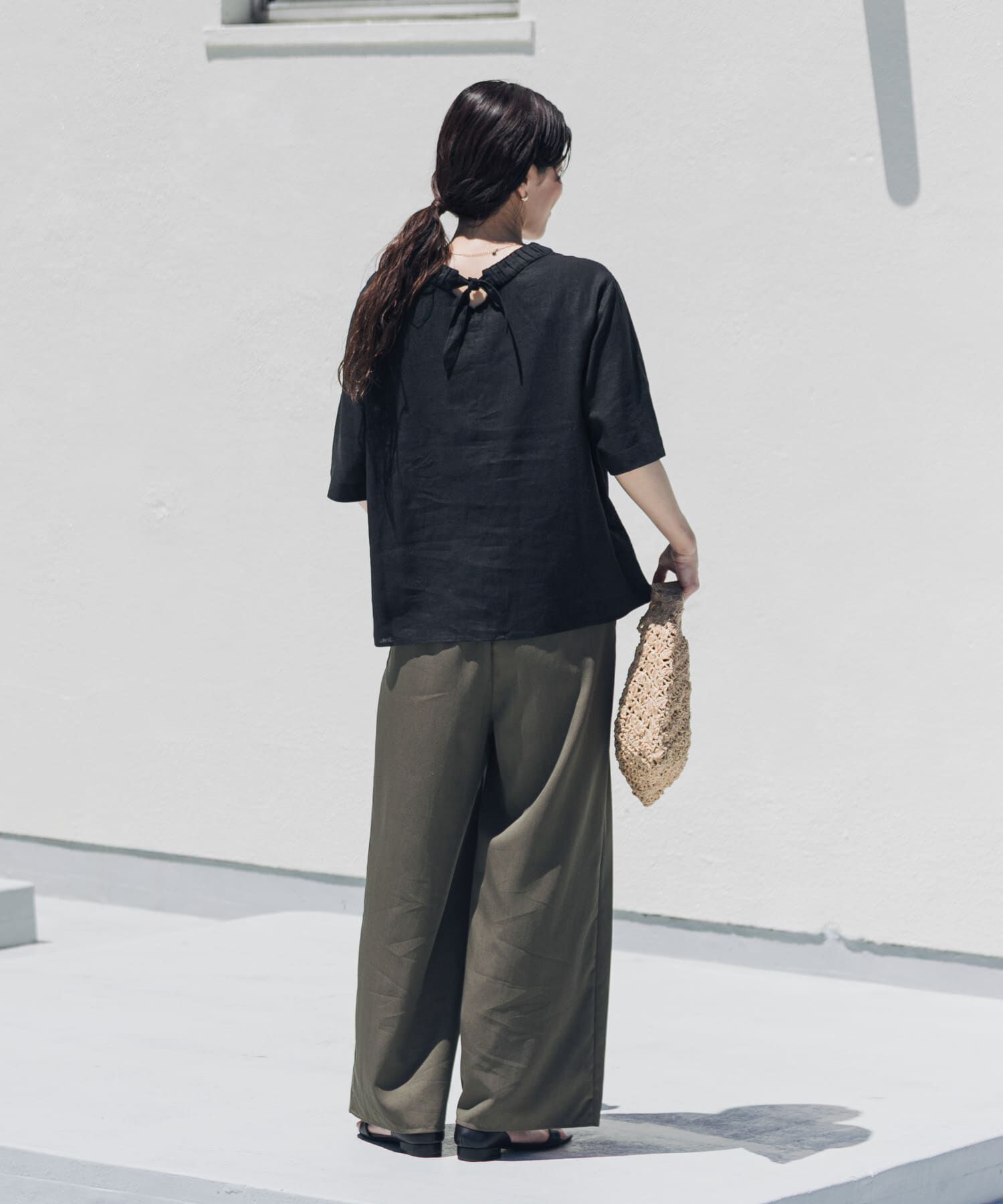 URBAN RESEARCH DOORS「リネンレーヨンバックリボンブラウス」|シャツ・ブラウス|