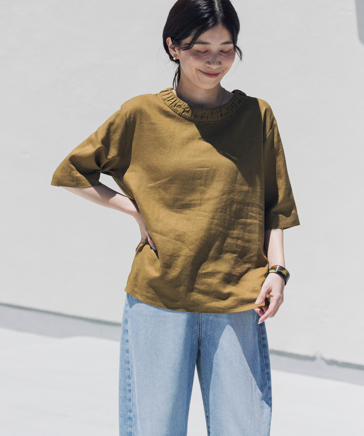 URBAN RESEARCH DOORS「リネンレーヨンバックリボンブラウス」|シャツ・ブラウス|
