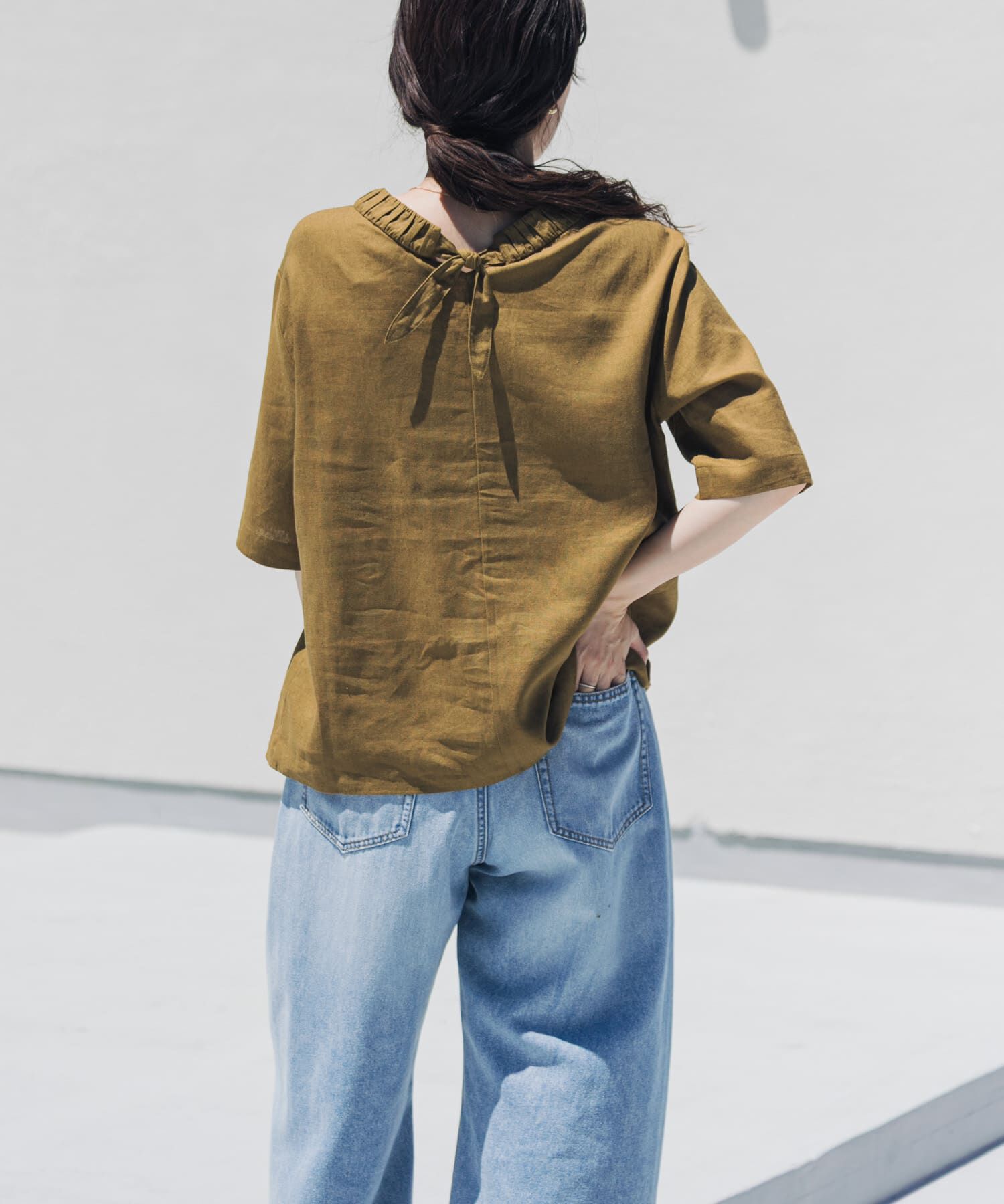 URBAN RESEARCH DOORS「リネンレーヨンバックリボンブラウス」|シャツ・ブラウス|