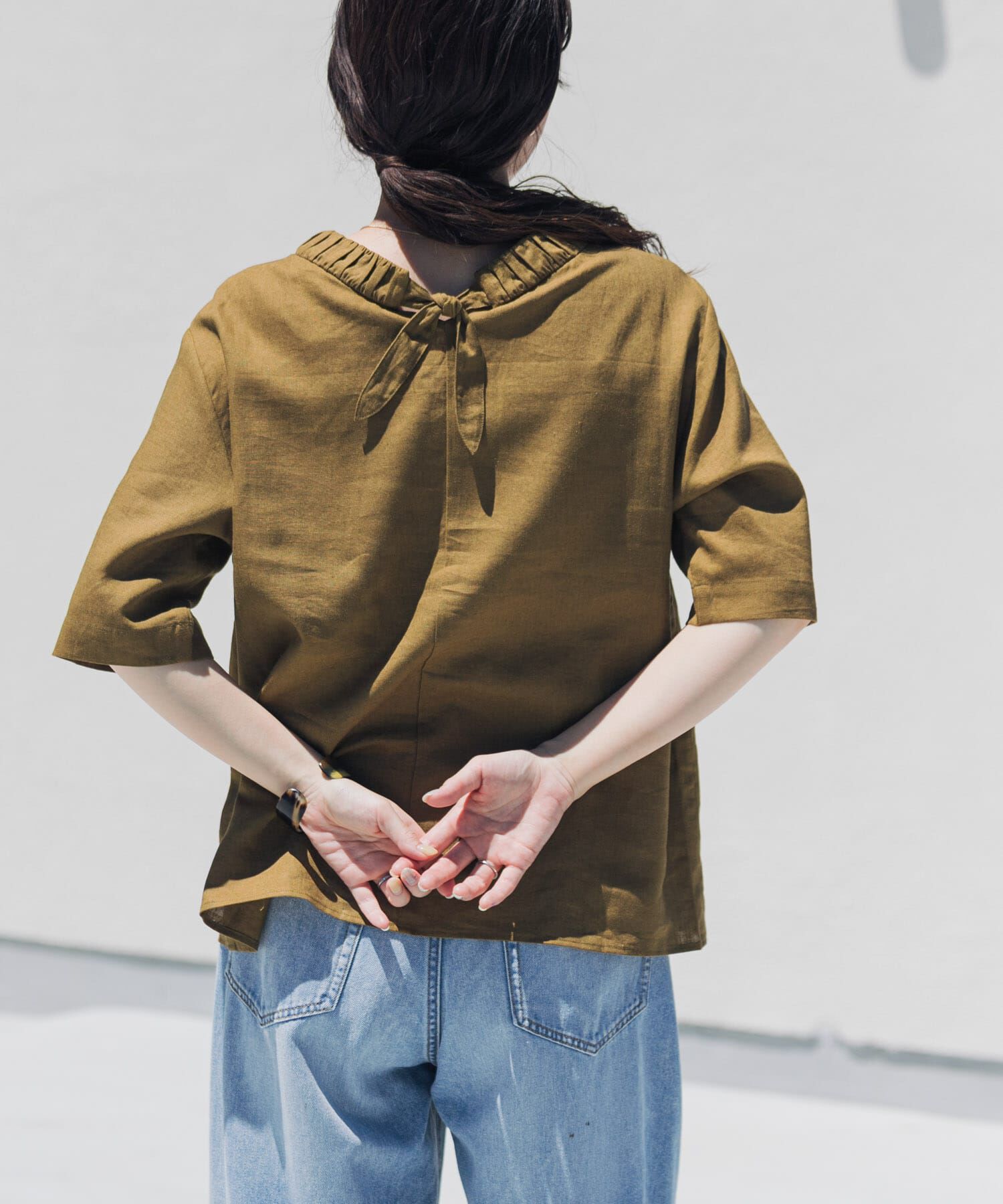 URBAN RESEARCH DOORS「リネンレーヨンバックリボンブラウス」|シャツ・ブラウス|