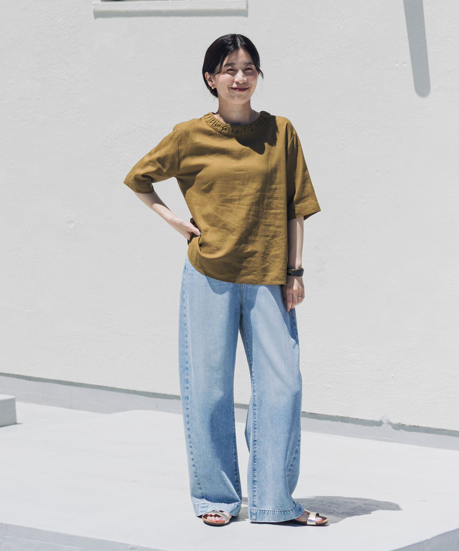 URBAN RESEARCH DOORS「リネンレーヨンバックリボンブラウス」|シャツ・ブラウス|