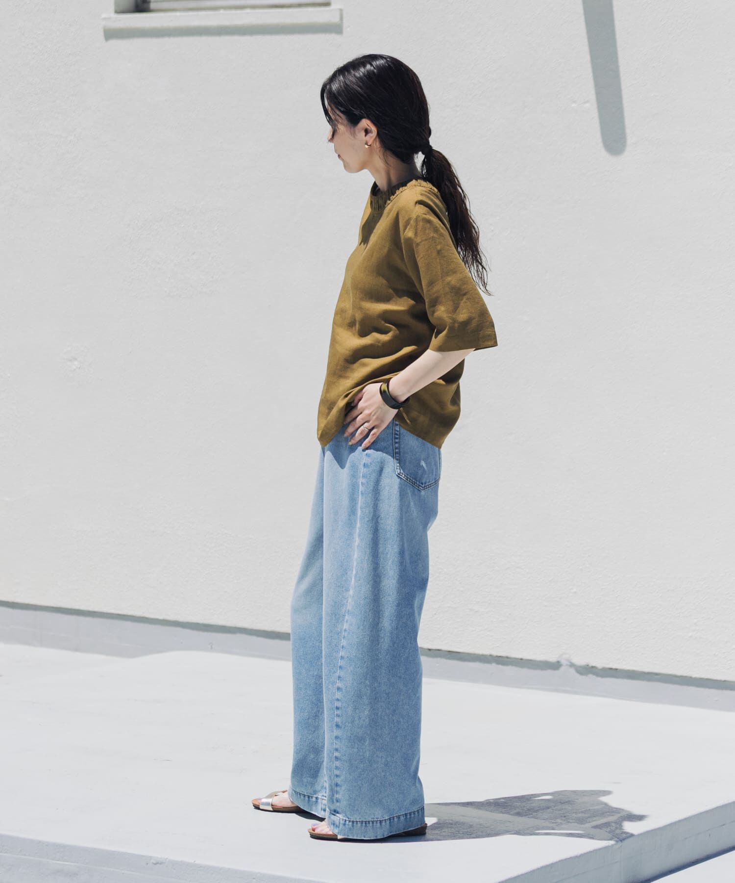 URBAN RESEARCH DOORS「リネンレーヨンバックリボンブラウス」|シャツ・ブラウス|