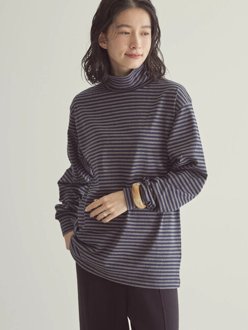  「タートルボーダーカットプルオーバー2」|Tシャツ・カットソー|ボーダーネイビー