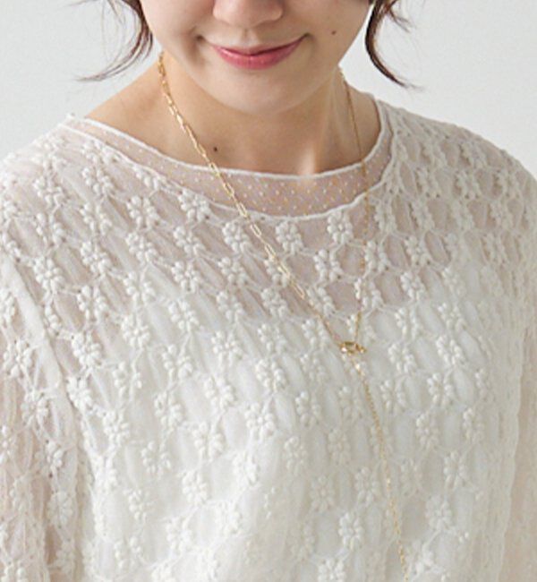  「ストレッチレース&times;ドットチュールTシャツ」|プルオーバー|