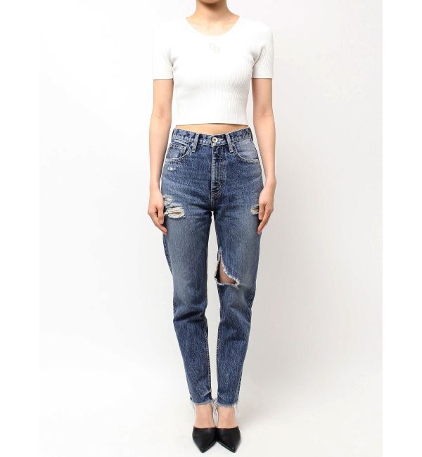 GYDA「ハイウエストVintage Edge ダメージストレートデニムパンツ」|デニム|