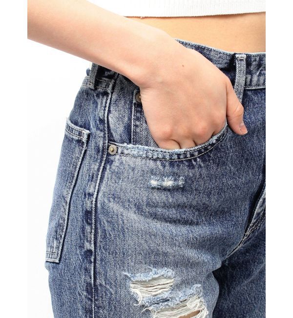 GYDA「ハイウエストVintage Edge ダメージストレートデニムパンツ」|デニム|