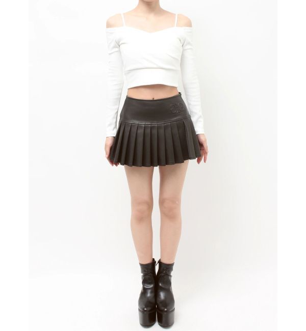 GYDA「スリットフェイクレザープリーツスカートライクショートパンツ」|スカート|