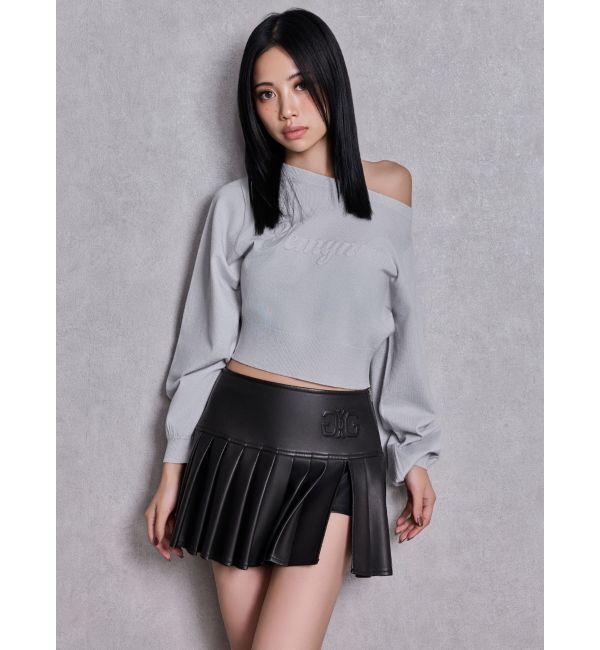 GYDA「スリットフェイクレザープリーツスカートライクショートパンツ」|スカート|