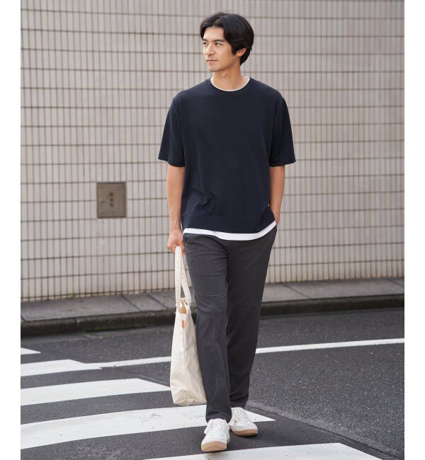 ikka「冷感DRYリップル5分袖Tシャツ」|Tシャツ・カットソー|