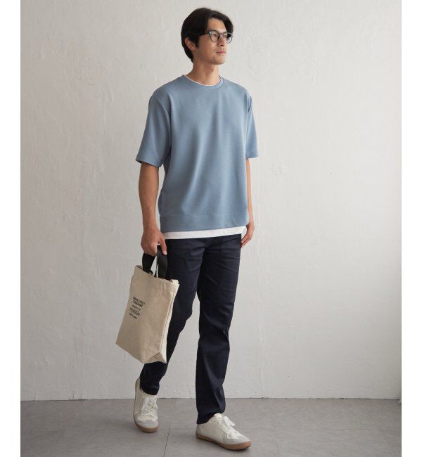 ikka「冷感DRYリップル5分袖Tシャツ」|Tシャツ・カットソー|