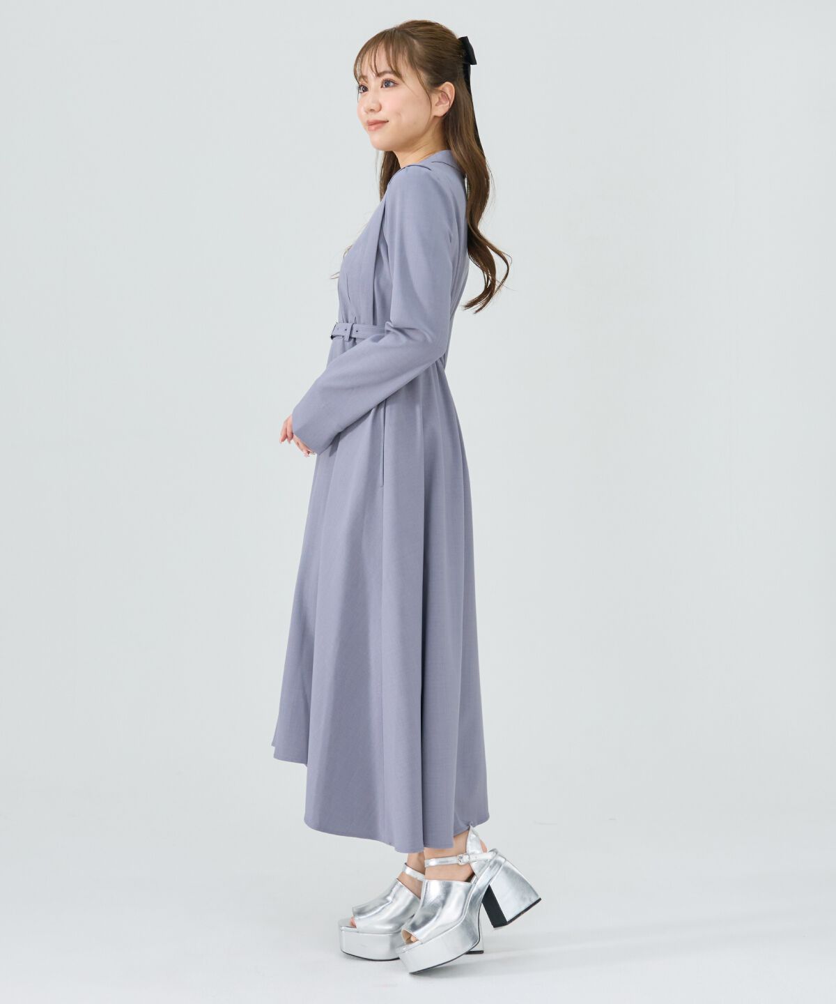 REDYAZEL「シャドウラメストライプカシュクールワンピース」|ワンピース|